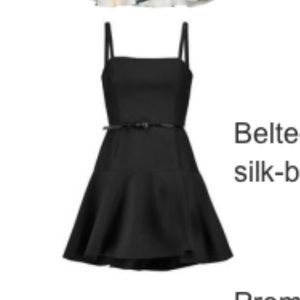 Halston Heritage black mini fluted dress